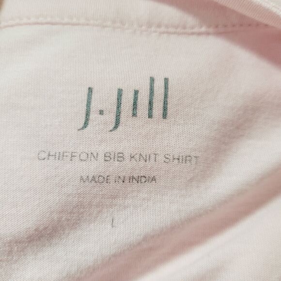 J.Jill Ballet Pink Chiffon Bib Knit Shirt Size Large - Picture 5 of 8